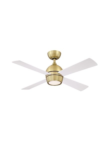  Kwad 44" LED Indoor Ceiling Fan in Brushed Satin Brass with Opal Frosted Glass