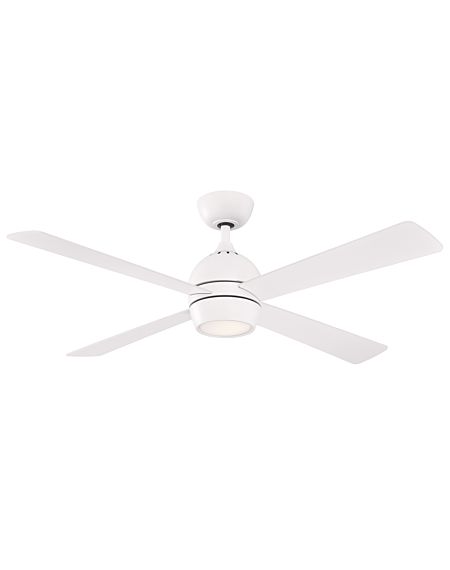  Kwad 52" LED Indoor Ceiling Fan in Matte White with Opal Frosted Glass