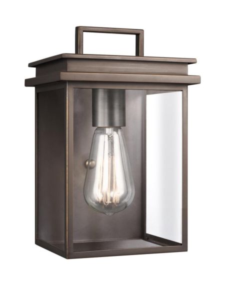 Feiss Glenview 10 Inch Outdoor Clear Glass Wall Lantern in Antique Bronze