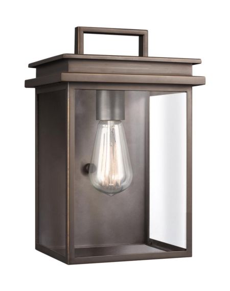 Feiss Glenview 12 Inch Outdoor Clear Glass Wall Lantern in Antique Bronze