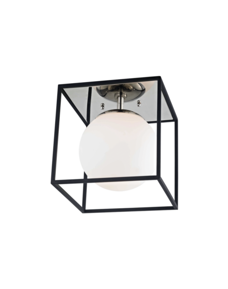 Mitzi Aira 1-Light Small Flush Mount in Polished Nickel With Black