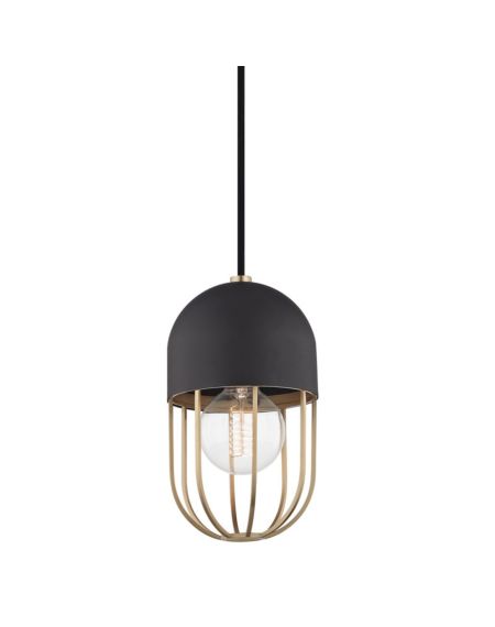 Mitzi Haley 10 Inch Pendant Light in Aged Brass and Black