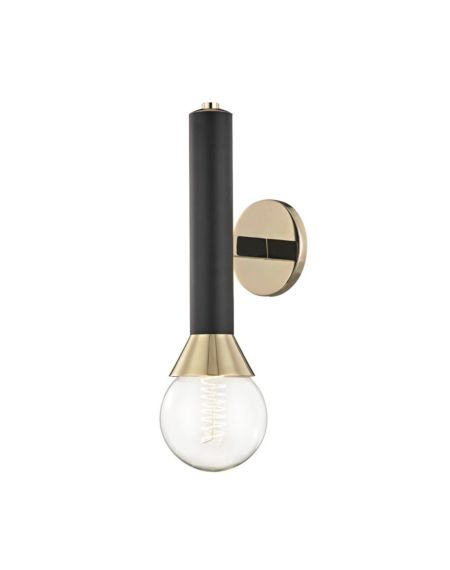 Mitzi Via 17 Inch Wall Sconce in Polished Bronze and Black