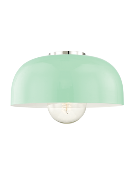 Avery Ceiling Light in Polished Nickel and Mint