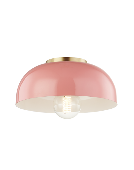 Avery Ceiling Light in Aged Brass and Pink