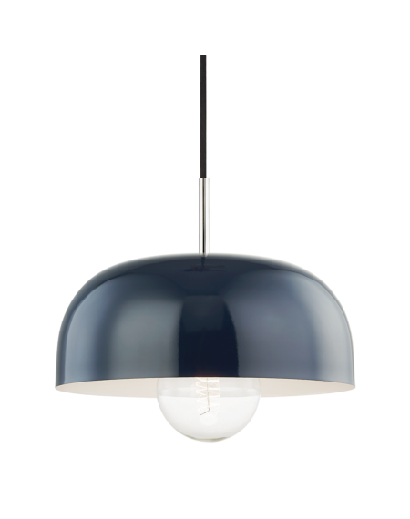 Avery Pendant in Polished Nickel and Navy
