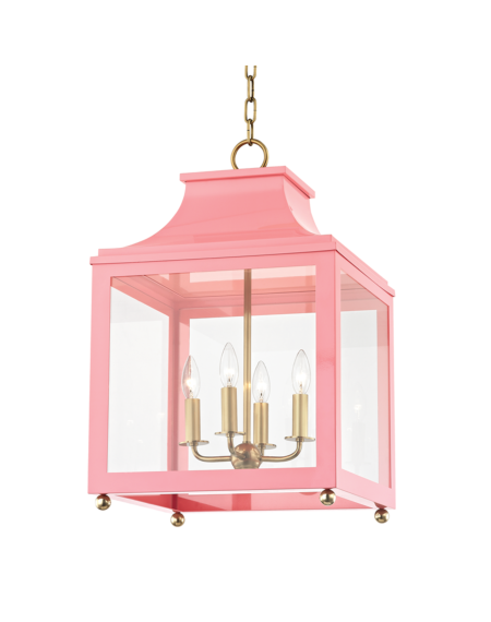 Leigh Pendant in Aged Brass and Pink