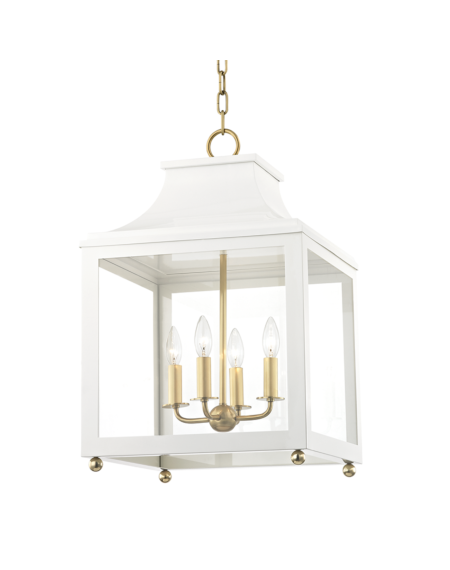 Leigh Pendant in Aged Brass and White