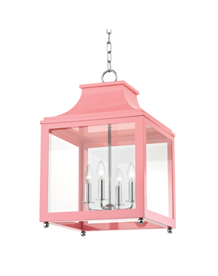 Leigh Pendant in Polished Nickel and Pink
