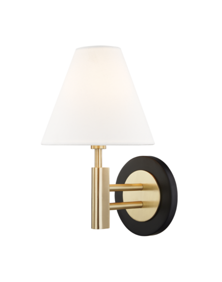 Mitzi Robbie 1-Light Wall Sconce in Aged Brass With Black
