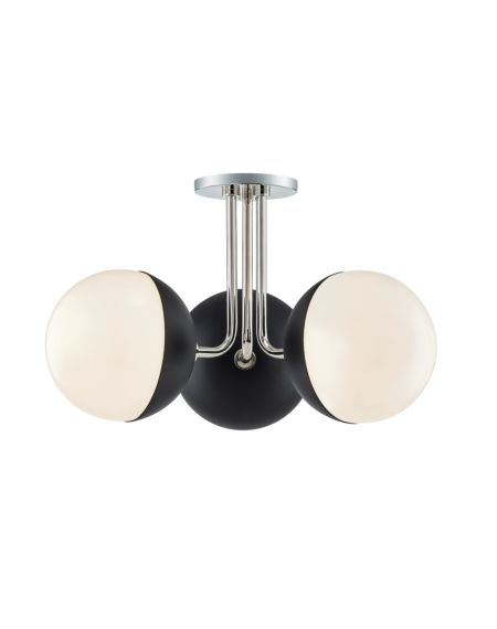  Renee Ceiling Light in Polished Nickel and Black