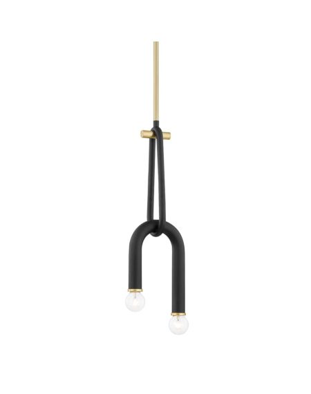  Wilt Pendant Light in Aged Brass and Black