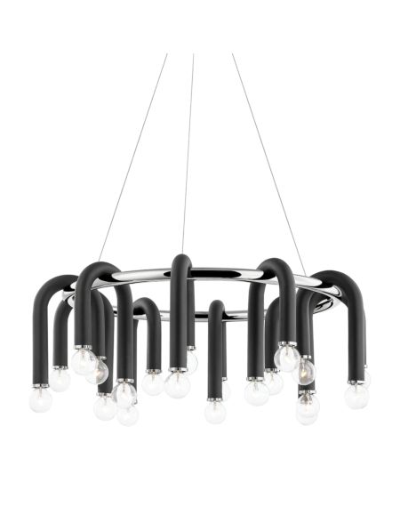  Wilt Chandelier in Polished Nickel and Black