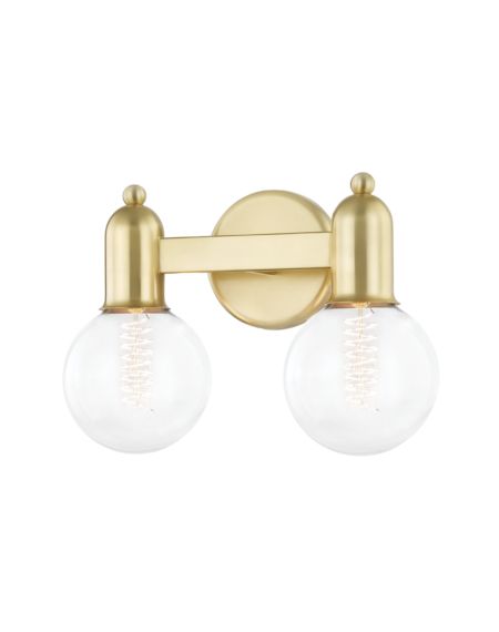 Mitzi Bryce 2 Light Bathroom Vanity Light in Aged Brass