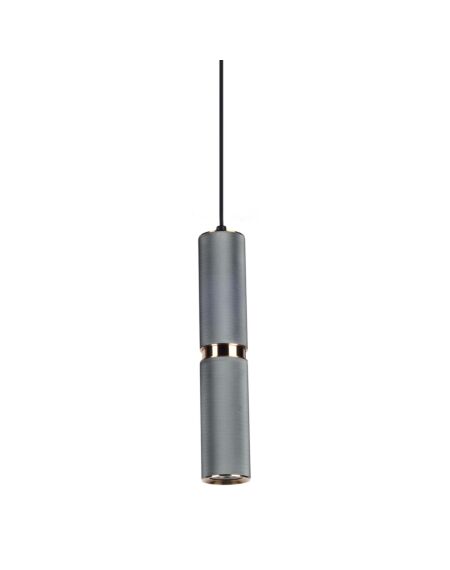 Cicada 1-Light Pendant in Knurled Light Grey With Aged Brass Accents