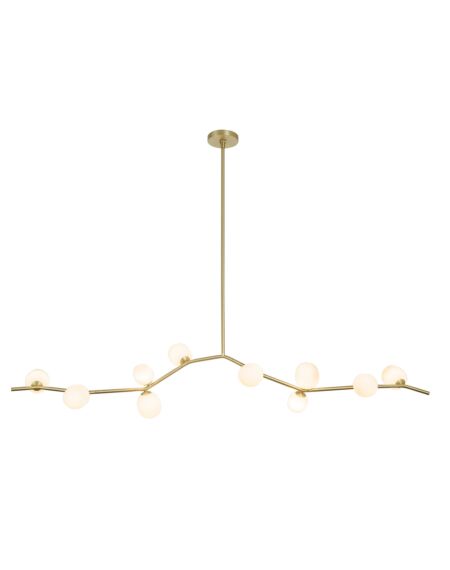 Hampton 10-Light Chandelier in Brushed Brass With White Glass