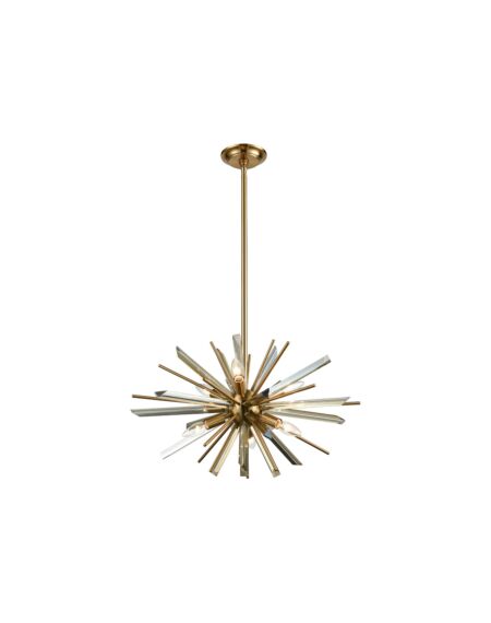 Palisades Ave 6-Light Chandelier in Antique Brass With Champagne Glass