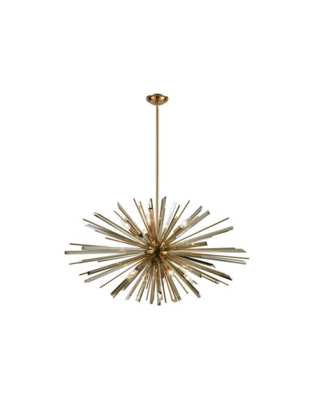 Palisades Ave 10-Light Chandelier in Antique Brass With Champagne Glass