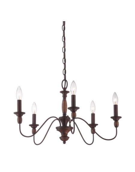 Quoizel Holbrook 5 Light 14 Inch Traditional Chandelier in Tuscan Brown