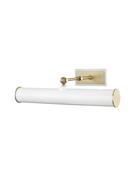 Mitzi Holly 2 Light 16 Inch Picture Light in Aged Brass and White