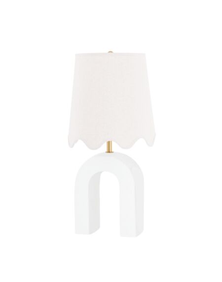 Roshani 1-Light Table Lamp in Aged Brass with Ceramic Raw Matte White