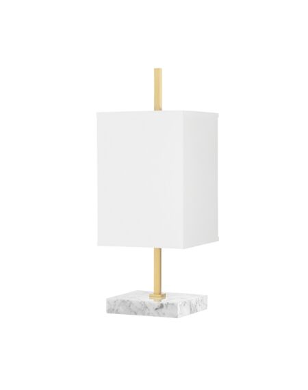 Mikaela 1-Light Table Lamp in Aged Brass