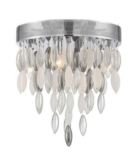  Hudson Ceiling Light in Polished Chrome with Frosted, Silver & Clear Glass Beads Crystals