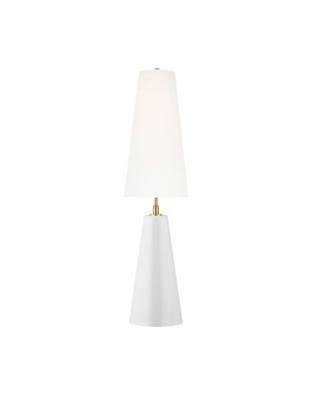 Visual Comfort Studio Lorne Table Lamp in Arctic White And Burnished Brass by Kelly Wearstler