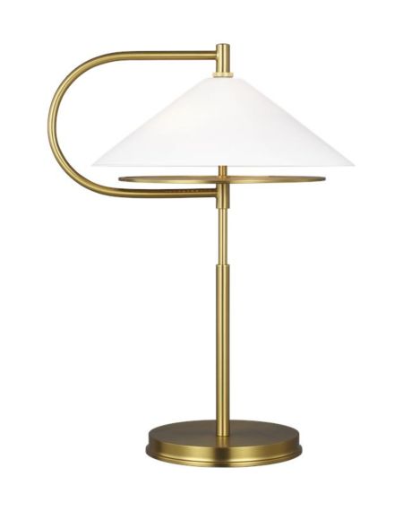 Visual Comfort Studio Gesture 2-Light Table Lamp in Burnished Brass by Kelly Wearstler