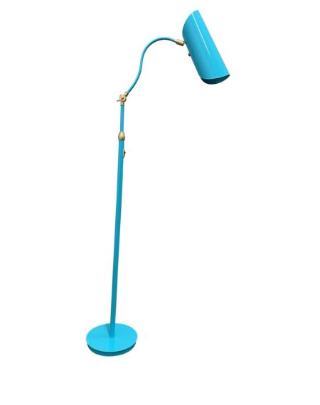 Logan 1-Light LED Floor Lamp in Azure with Satin Brass