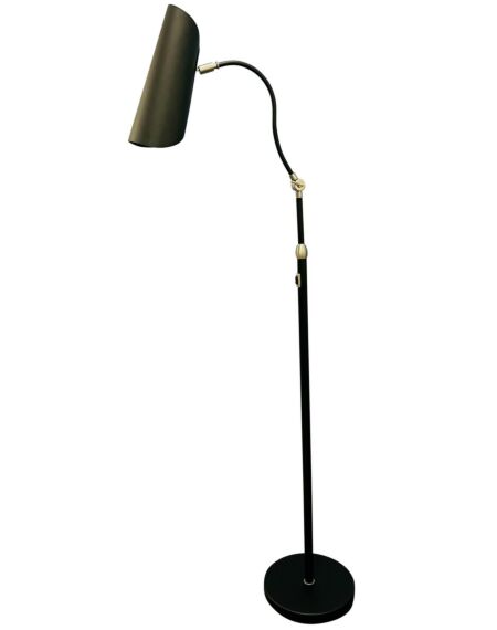 Logan 1-Light LED Floor Lamp in Black with Satin Nickel