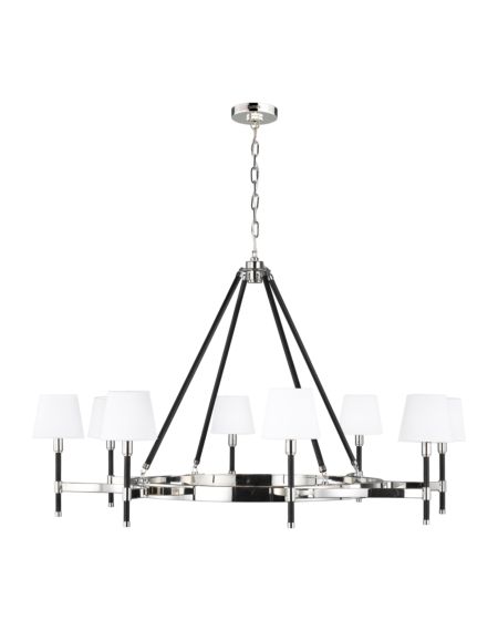 Katie 8 Light Chandelier in Polished Nickel And Black Leather by Ralph Lauren