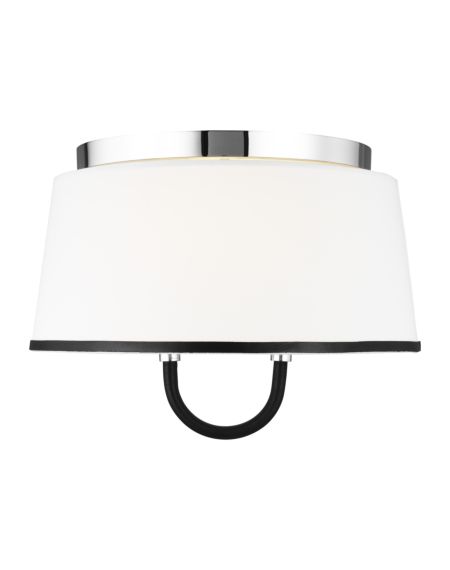 Visual Comfort Studio Katie 2-Light Ceiling Light in Polished Nickel And Black Leather by Ralph Lauren