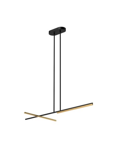 Shift LED Linear Pendant in Black with Brushed Gold
