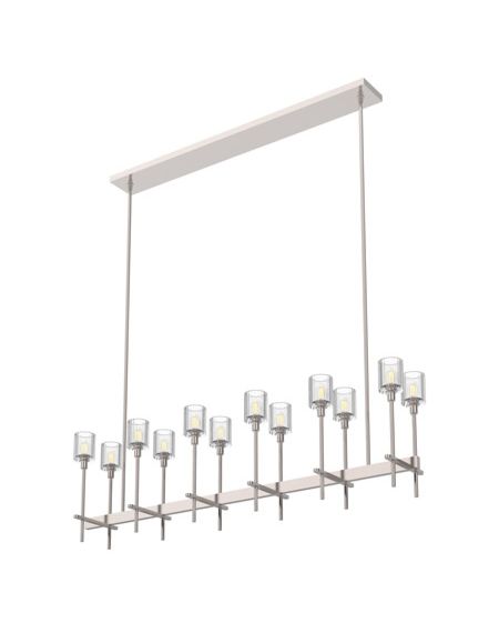 Alora Salita 12 Light Linear Pendant in Polished Nickel And Ribbed Crystal