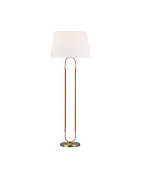 Visual Comfort Studio Katie Floor Lamp in Time Worn Brass And Saddle Leather by Ralph Lauren