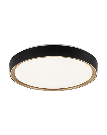 Alamus 1-Light LED Ceiling Mount in Aged Gold Brass with Matte Black