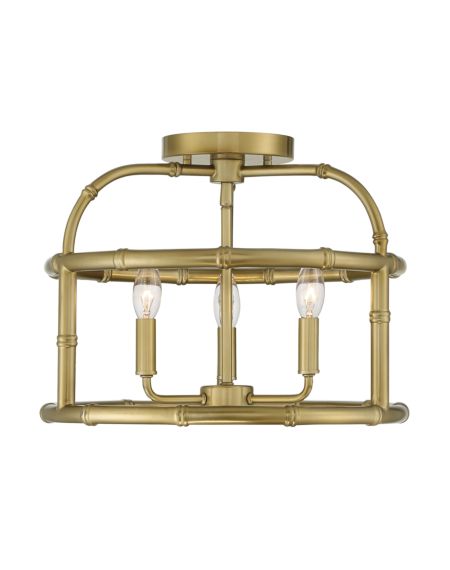 3-Light Ceiling Light in Burnished Brass