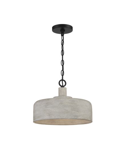1-Light Pendant in Weathered Gray with Black