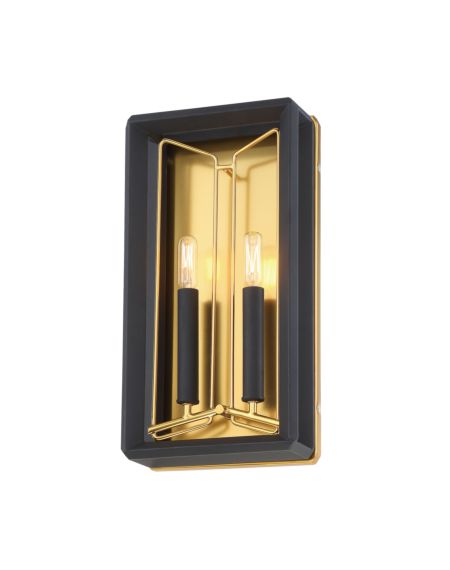Metropolitan Sable Point 2 Light Wall Sconce in Sand Black with Honey Gold Accents