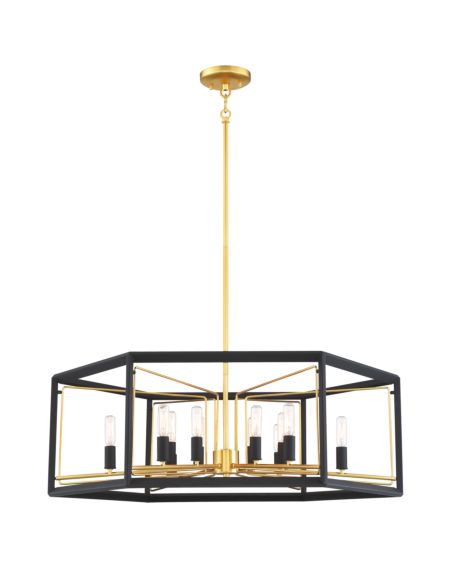 Metropolitan Sable Point 12 Light 32 Inch Pendant Light in Sand Black with Honey Gold Accents