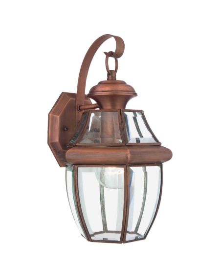 Newbury 1-Light Outdoor Wall Lantern in Aged Copper