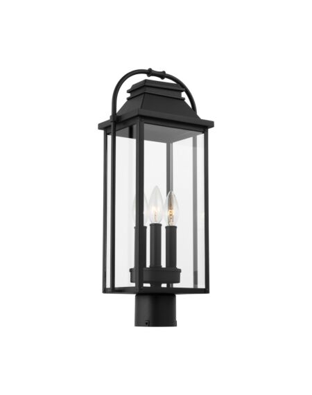 Wellsworth 3-Light Outdoor Post Lantern in Textured Black