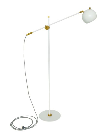 Orwell Floor Lamp in White with Weathered Brass Accents