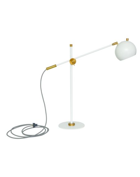  Orwell Table Lamp in White with Weathered Brass Accents