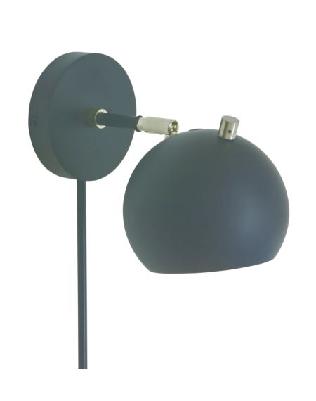 Orwell Wall Lamp in Black with Satin Nickel Accents
