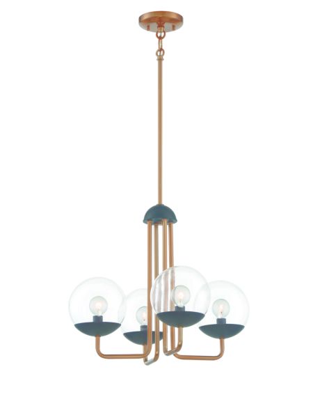 George Kovacs Outer Limits 4 Light Chandelier in Painted Bronze with Natural Brush