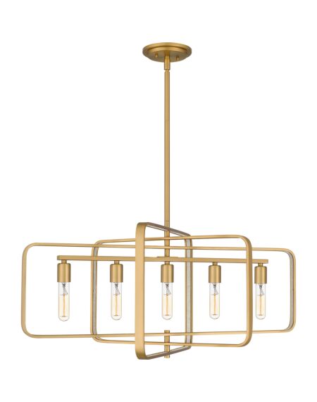 Dupree 5-Light Island Chandelier in Brushed Weathered Brass