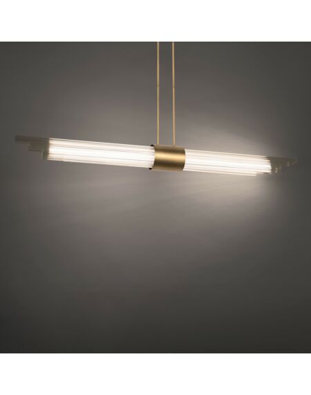 Luzerne 4-Light LED Linear Pendant in Aged Brass