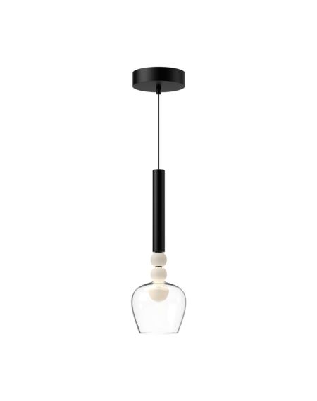 Rise LED Pendant in Black with Clear Glass